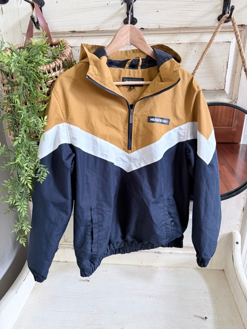 Vintage Members Only Colorblock Jacket - Mustard, White & Navy